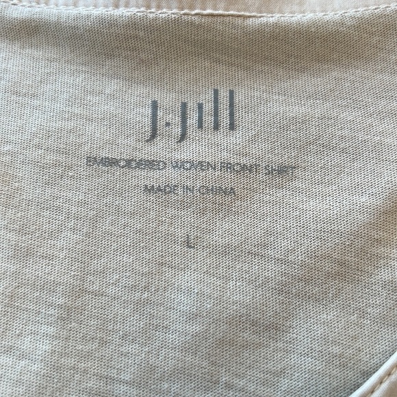 J Jill Embroidered Woven Front Shirt Women's Large Cream Floral - Picture 5 of 8